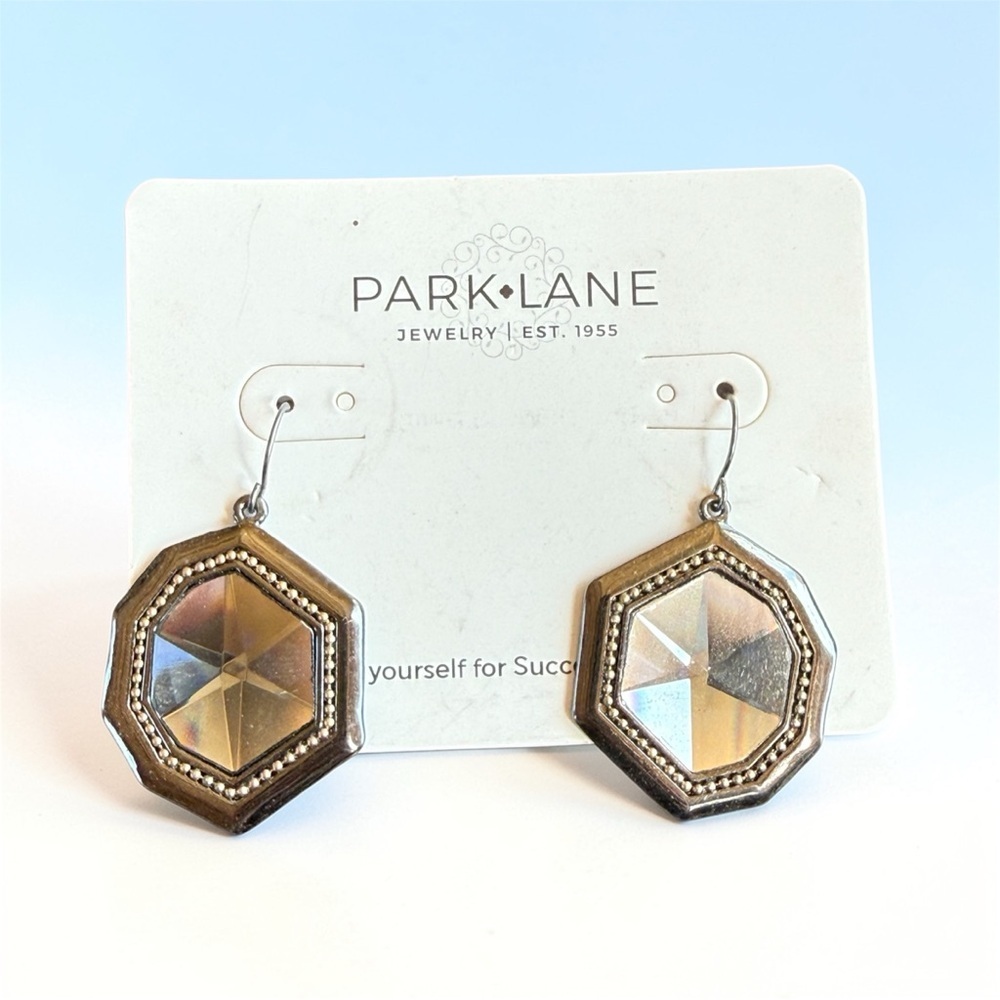 Park Lane Hexagonal Silver-Tone Earrings
